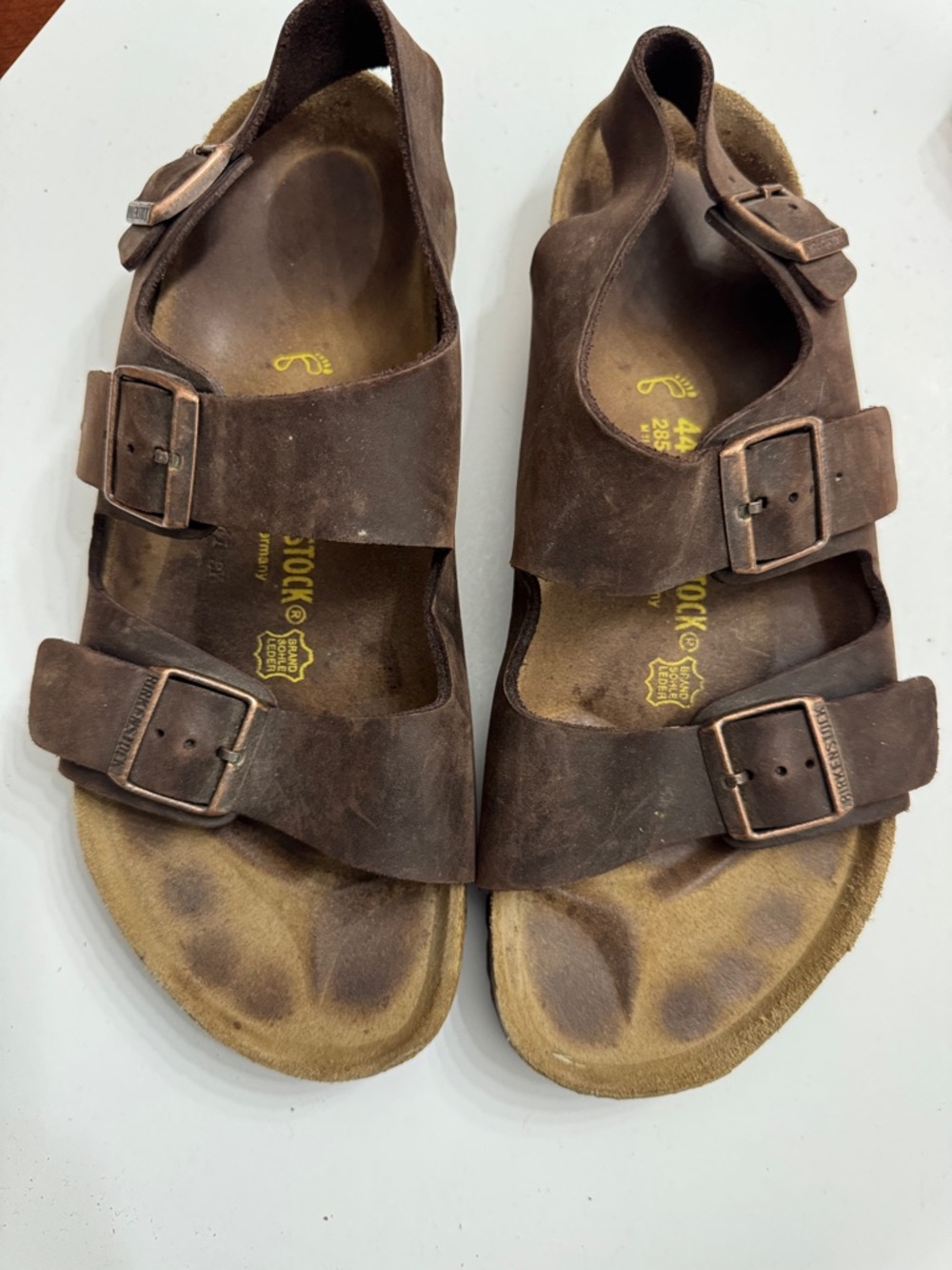Birkenstock Brown Two-Strap Leather Men's Sandals size 44